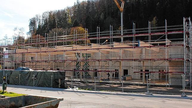 Weitere Fortschritte macht der Neubau des Immendinger Feuerwehrhauses. Inzwischen haben die Holzbauarbeiten begonnen. Für Ende November ...