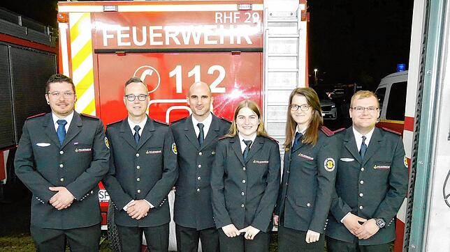 Die Führung der Feuerwehrabteilung Herten (von links): Manuel Kopp (Jugend), Jürgen Amrein (Vize-Abteilungskommandant), Urs Mangold ...