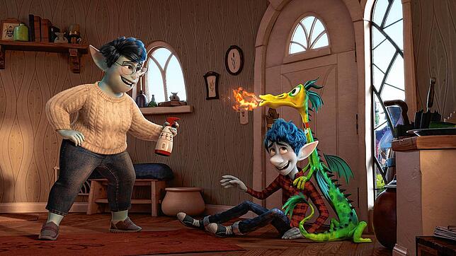 Mutter, Ian und Drache Blazey in &bdquo;Onward: Keine halben Sachen&ldquo;.