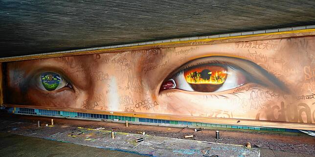 Mit der Probebemusterung soll dargestellt werden, wie die Urban Art Gallery in der Unterführung an der Konstanzer Marktstätte wirken könnte.