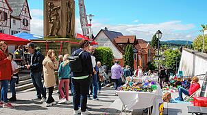 Der Straßenmarkt sowie der Flohmarkt – hier die Treppe beim Kriegerdenkmal – erfreuen sich stets großer Beliebtheit beim Schweizer ...
