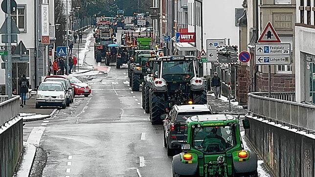 Deutlich über 100 Traktoren bildeten m Mittwochvormittag einen Korso durch Bad Säckingen. Ziel war der Festplatz.