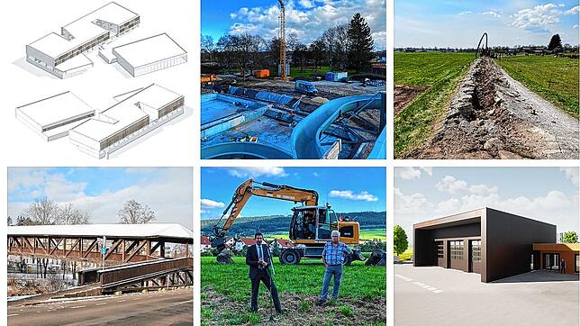 Viele große Projekte geht die Stadt Donaueschingen 2023 an. Darunter etwa den Neubau der Realschule (links oben), die Sanierung des ...
