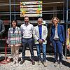 Glückliche Gesichter auf dem Richtfest zum neuen Pflegeheim auf der Mettnau: (von links) OB Simon Gröger, Bürgermeisterin Monika Laule, ...
