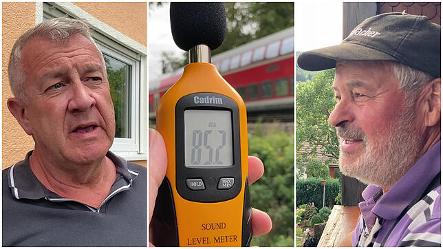 Uwe Bender (links) und Willi Karl Fichter fühlen sich durch den Lärm der Schwarzwaldbahn gestört.