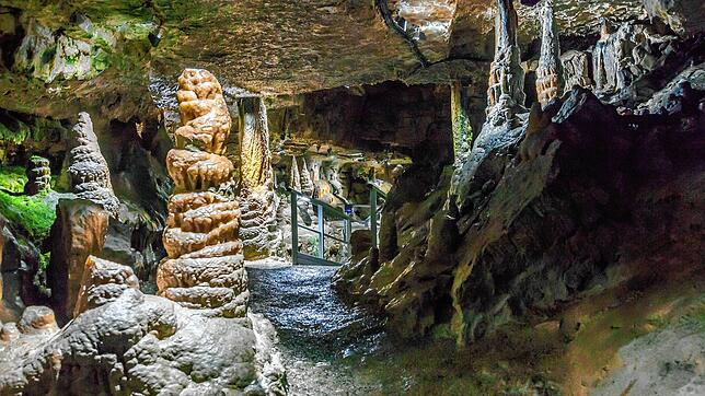 Blick in die Erdmannshöhle unter Hasel.