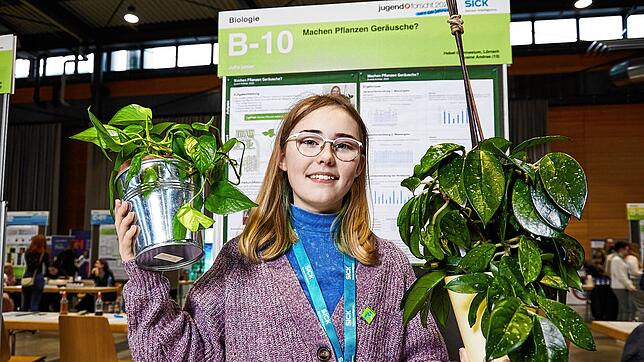 Evaine Andrae aus Wehr gewinnt bei „Jugend forscht“ einen Preis. Überrascht habe sie, dass die Efeutute bei der Verletzung keine Töne ...