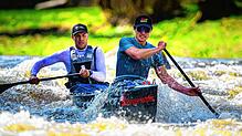 Erfolgreich in Estland: Robin Eschbach (hinten) mit Michael Schlimmer (USA) im Canadier beim Ultra-Marathon im Baltikum.