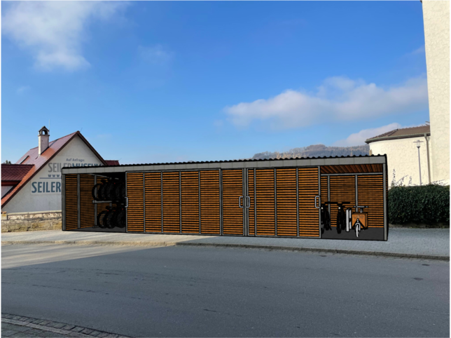 So könnte eine Sharing-Garage im Bereich des Stadtwalls zwischen St. Oswald-Kirche und Altem Forstamt aussehen. Die Visualisierungen ...