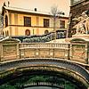 Die Donauquelle im Stadtgebiet von Donaueschingen im Winter.