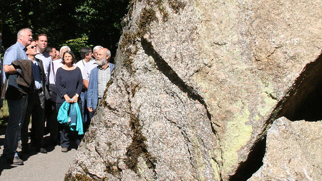 2017: Clemens Ruch (Landesingenieurgeologie), Verkehrsminister Winfried Hermann (mit Sonnenbrille), Bundestagsabgeordneter Felix ...