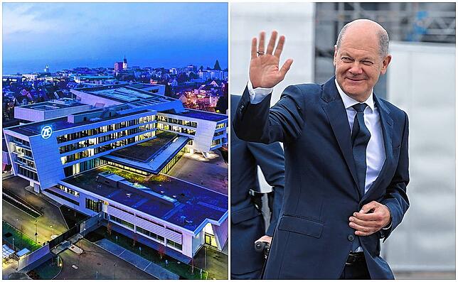 Hallo, ZF! Erster Halt in Friedrichshafen wird für den Kanzler das ZF Forum sein.