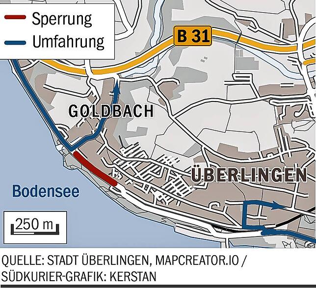 Bild 1: Felsabgang in Überlingen: Das sagt die Stadt zur Größe des Felsenstücks