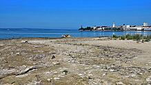 Der Mündungsbereich der Rotach in Friedrichshafen bei einem Bodenseepegelstand von 3,43 Meter am 2. Juli 2025. Das Jahr ist bisher von ...