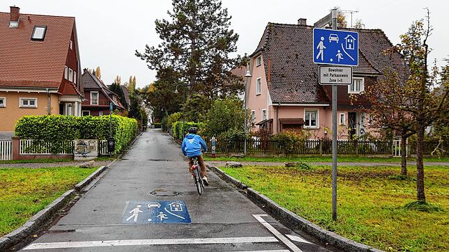 Die Marmorstraße im Paradies (hier blick von der Gottlieber Straße) wurde bereits umgewidmet. Seither gilt Schrittgeschwindigkeit ...