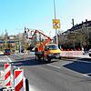 Der westliche Teil am Sternenplatz auf der Seite des Archäologischen Landesmuseums (links) ist fertig. Jetzt wird das nächste Baufenster ...