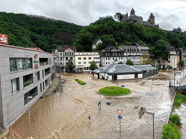 Hochwasser in Altena in Nordrhein-Westfalen
