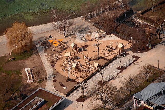 Der Unteruhldinger Spielplatz von der Luft aus betrachtet, hier ein Archivbild aus dem Winter.