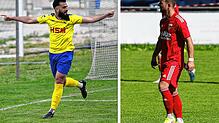 Zwei Stürmer im Kampf um die Torjäger-Krone: Qendrim Krasniqi (links) von der SpVgg F.A.L. und Marc Kuczkowski vom FC Überlingen.