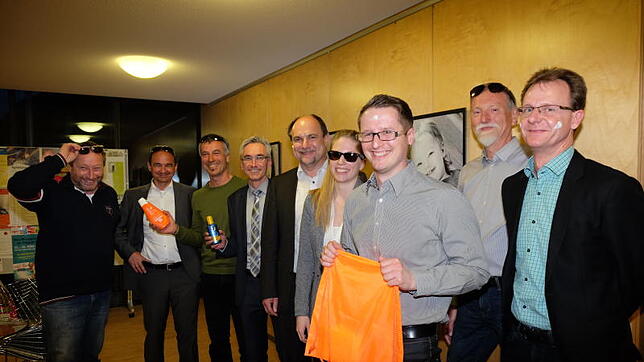Das Frickinger Energie-Team: Bernhard Maurer (Hausmeister), Walter Lorenz (Bürger), Gottfried Grundler (Gemeinderat), Jürgen Stukle ...
