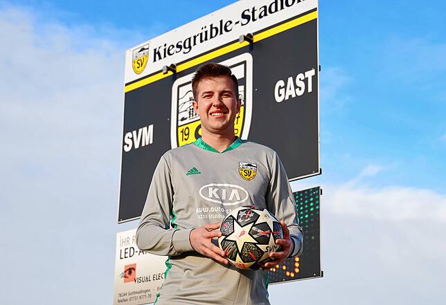 Julian Heizmann, Torwart des SV Mühlhausen.