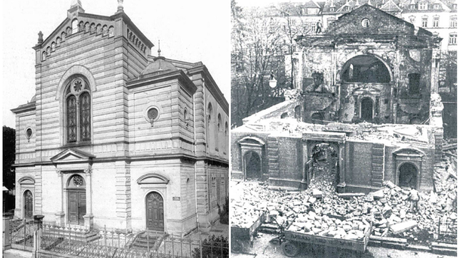 Die Synagoge in der Konstanzer Sigismundstraße vor und nach der Zerstörung: Sie wurde in der Nacht vom 9. auf den 10. November 1938 auch ...