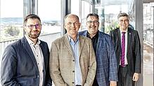 Das Führungsgespann des Klinikums Hochrhein (v.l.): Marco Clobes, Hans-Peter Schlaudt, Ralf Rieple und Aufsichtsratsvorsitzender Martin ...