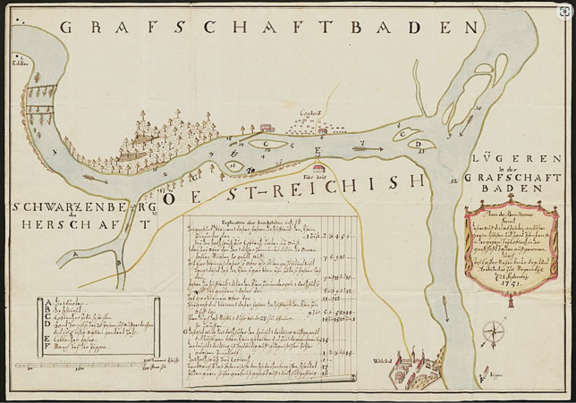 Diese maßstabsnahe Karte zeigt Waldshut mit dem Verlauf des Rheins.