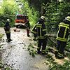Einsatzkräfte der Feuerwehr Markdorf mussten am Sonntagmorgen zwei Bäume entfernen, die den Sturmböen am Samstagabend nicht ...