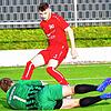 Pokalsieg: Nico Schaaf (hier auf dem Archivbild im roten Trikot) traf beim 6:0-Kantersieg des SV Jestetten gegen den SC Haagen kurz nach ...