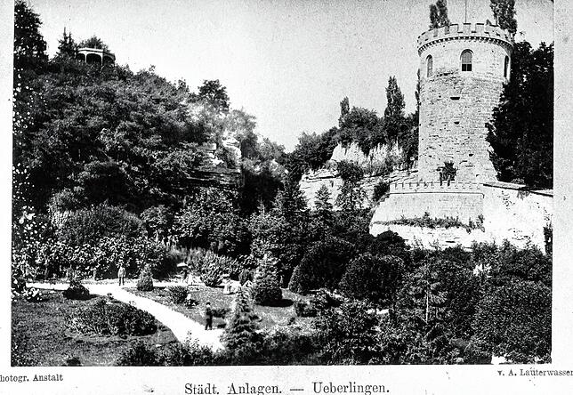 Die Entstehung des Stadtgartens Ende des 19. Jahrhunderts. Die Bäume sind noch klein.