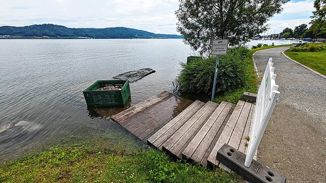 Auf diesen Steg wurden sogar Boxen mit Steinen gestellt.