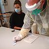 Torben Franzen, Fachbereichsleiter Klinikhygiene bei den Kliniken des Landkreises Lörrach, führt im November 2020 einen ...