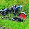 Das zerstörte Motorrad des tödlich Verunglückten. Bild: Roland Sprich