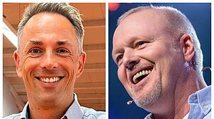 Daniel Burkhard aus Donaueschingen (links) wird jetzt als Kandidat in Stefan Raabs (rechts) neuem TV-Format „Stefan und Bully gegen ...