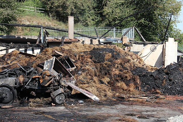 Trockenes Heu beschleunigte die Brandentwicklung.