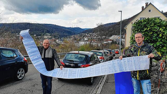 Harald Raufer (links) und Thilo Schmidt haben mit anderen Anwohnern der Kalvarienbergstraße in Waldshut mehr als 200 Unterschriften für ...