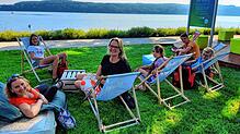 Astrid Goncalves (Dritte von links) war dank ihrer Dauerkarte häufig bei der Landesgartenschau zu Besuch und hat ihren Sommer hier ...