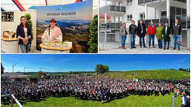 Drei von vielen prägenden Momenten 2022 in Orsingen-Nenzingen: Die Gewerbeschau, neue Wohnungen sowie das Verbandsmusikfest sorgten für ...