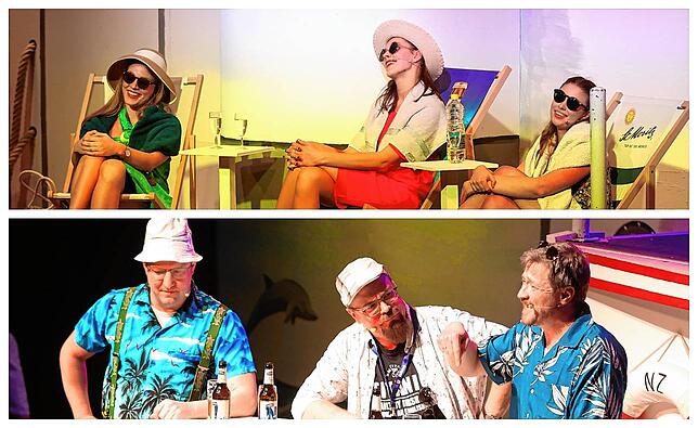Drei Ehepaare, die zusammen eine Kreuzfahrt machen: : Luisa Gut (oben von links), Amelie Hauger, Sarah Höfler und Sebastian Früh (unten ...