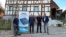 Victor Lindenmayer, Jürgen Beirer, Andreas Eppler und Daniel Trisner (von links), die Macher der See-End-Geschichten, vor historischem ...