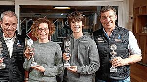 Die Gewinner der Vereinsmeisterschaft des Skiclubs Lauchringen (von links): Markus Boll, Muriel Hog, Aaron Kramer und Ansgar Kramer. ...