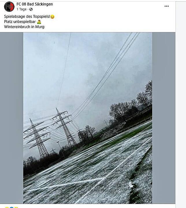 Screenshot von der Facebook-Seite des FC 08 Bad Säckingen