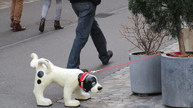 Dieser künstliche Hund in der Stadt Basel pfeift auf die Hundesteuer. Wäre er echt, würde er seinen Besitzer 160 Franken im Jahr kosten. ...