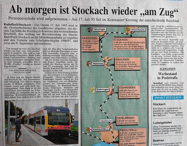 Schon einen Tag vor der Reaktivierung der Strecke kündigte der SÜDKURIER diese groß an.