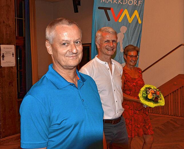 Heribert Stützle und Uwe Schäfer verabschieden Judith Bentele-Rid, die nicht mehr als Vizevorsitzende kandidierte.