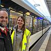 Björn Oeschger, Leiter Zugpersonal und Kundendienst, und SBB-Streckenmanagerin Alexandra Bernauer auf dem Bahnsteig in Schaffhausen, ...