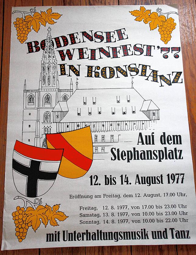Das erste Plakat vom Konstanzer Weinfest, das damals noch Bodensee-Weinfest hieß.