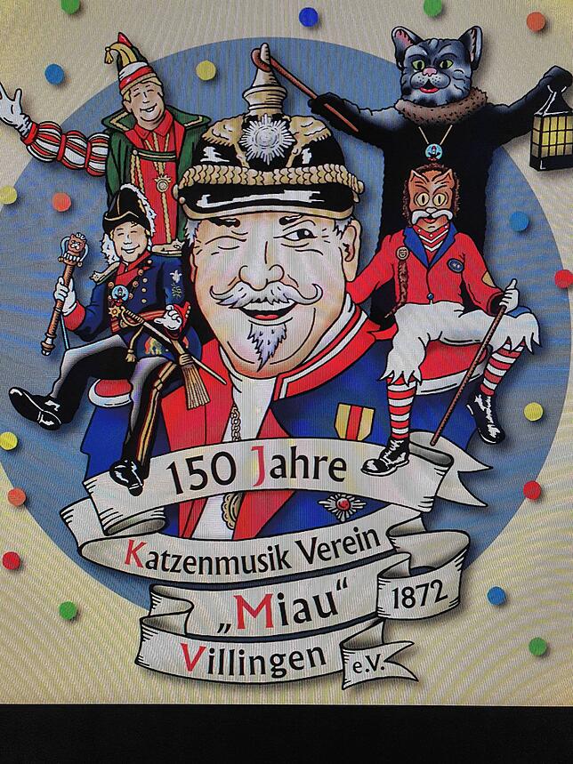 Dieses Festabzeichen gibt es zum 150-jährigen Bestehen der Villinger Katzenmusik.