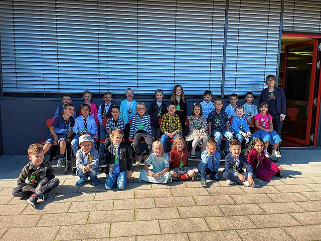 Die Erstklässler der Lucian-Reich-Schule in Hüfingen, Klasse 1a, mit Klassenlehrerin Christiane Hör.